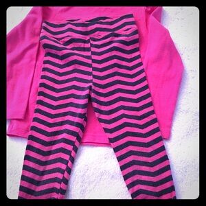 Hartstrings Hot Pink/Blue Zig Zag Leggings, 3T.